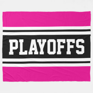 PLAYOFFS Athletic Pink Schwarz Weiß Rennstreifen Fleecedecke