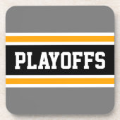 PLAYOFFS Bold Grey Yellow Black Racing Stripes Getränkeuntersetzer (Vorderseite)