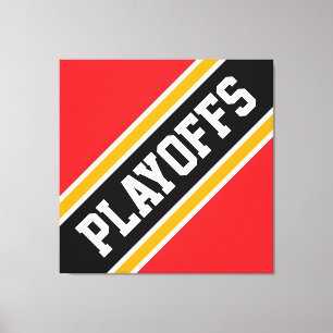 PLAYOFFS Fett Helles Rot Schwarze Gelbe Streifen Leinwanddruck