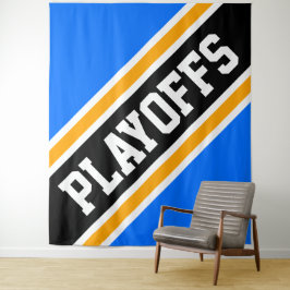 PLAYOFFS Hellblau-gelbe schwarze Streifen Hintergr Wandteppich