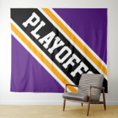 PLAYOFFS Royal Lila Yellow Black Slant Streifen Wandteppich (Beispiel (Horizontal))