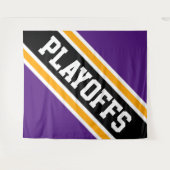 PLAYOFFS Royal Lila Yellow Black Slant Streifen Wandteppich (Vorderseite (Horizontal))