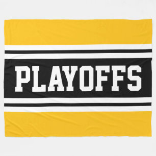PLAYOFFS Schwarz Gelb Orange Weiß Rennstreifen Fleecedecke