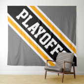 PLAYOFFS Sporty Graugelbe schwarze Streifen Wandteppich (Beispiel (Horizontal))