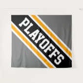 PLAYOFFS Sporty Graugelbe schwarze Streifen Wandteppich (Vorderseite (Horizontal))