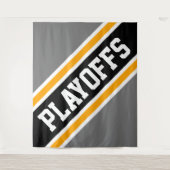 PLAYOFFS Sporty Graugelbe schwarze Streifen Wandteppich (Vorderseite)