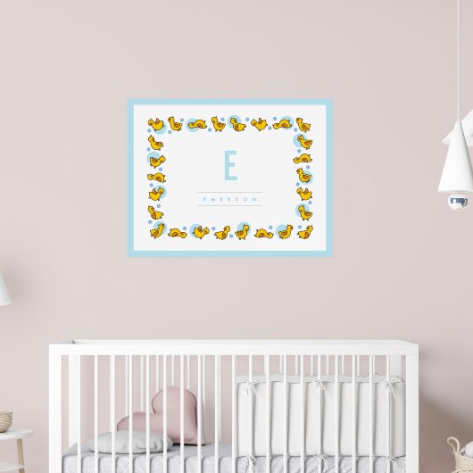 Playplay Baby Ducks Blue Monogram Kinderzimmer Wal Poster (Kinderzimmer 2)