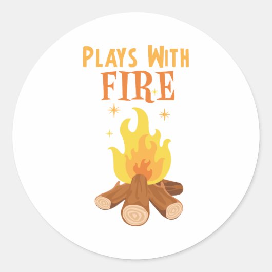 Plays mit Feuer Runder Aufkleber (Vorderseite)