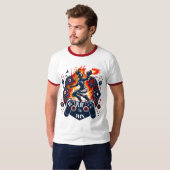 PlayStation Gaming Fire Energy Controller Art T-Shirt (Vorne ganz)