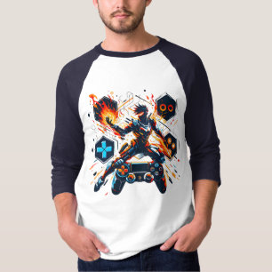 PlayStation-Gaming-Held Feuer Controller Kunst T-Shirt