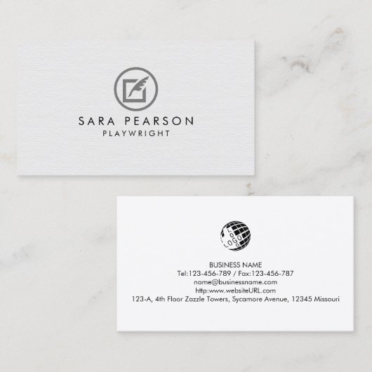 Playwright Writer Author Novelist Visitenkarte (Vorne/Hinten)