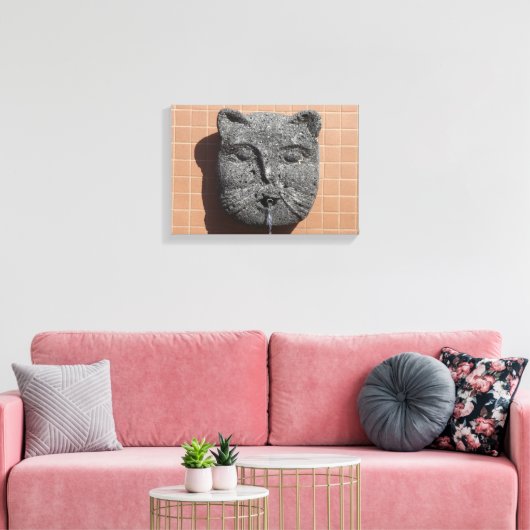 Plaza Cat Fountain Leinwanddruck (Insitu (Wohnzimmer))