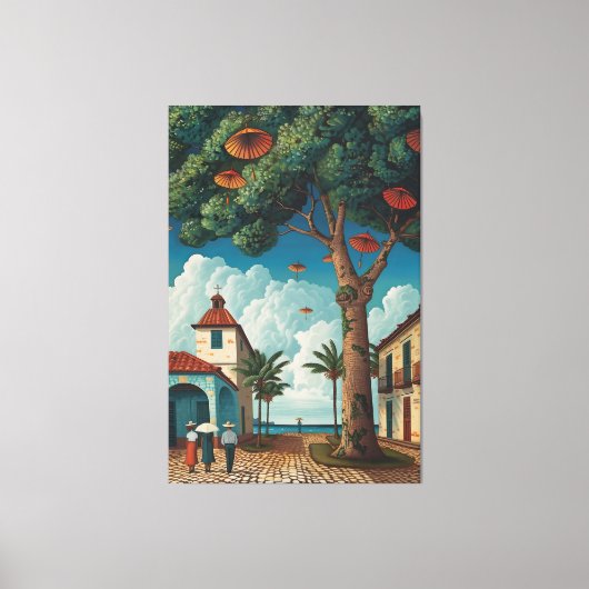 Plaza Colonial mit Meerblick Leinwanddruck (Vorderseite)