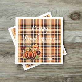 Plaza de calabaza florale bordada en otoño serviette