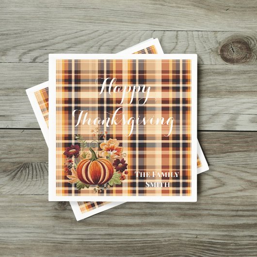 Plaza de calabaza florale bordada en otoño serviette