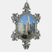 Plaza de Cibeles, Madrid Schneeflocken Zinn-Ornament (Links)