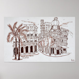 Plaza de la Reina in der Altstadt, Valencia, Spani Poster