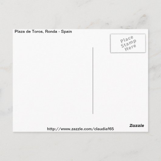 Plaza de Toros Postcard Postkarte (Rückseite)