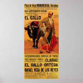 Plaza del toros, Stierkämpfer, Barcelona, Vintag Poster