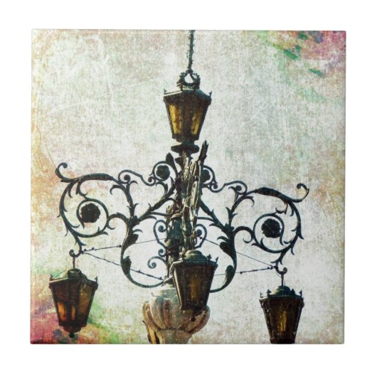 Plaza Light Floral Grunge Fliese (Vorderseite)