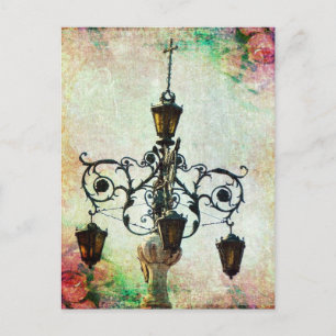 Plaza Light Floral Grunge Postkarte