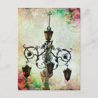 Plaza Light Floral Grunge Postkarte