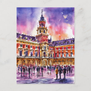 Plaza Mayor, Madrid Aquarellmalerei Postkarte