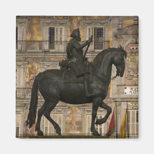 Plaza Mayor mit der Statue Filipe III, Madrid, Magnet (Vorne)