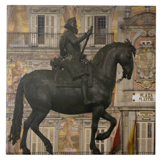 Plaza Mayor mit Statue Filipe III, Madrid, Fliese (Vorderseite)