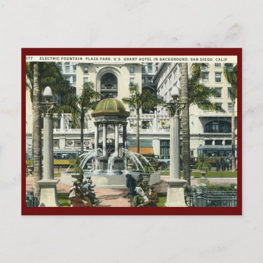 Plaza Park, San Diego Vintag Postkarte (Vorderseite)