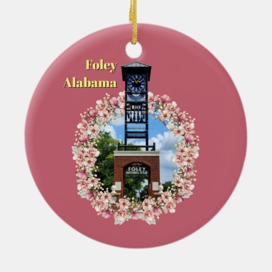 Plaza Uhr, Foley Alabama Pink Shade Keramik Ornament (Hinten)
