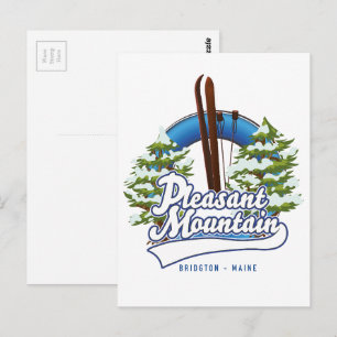 Pleasant Mountain Ski Bridgton Logo. Postkarte