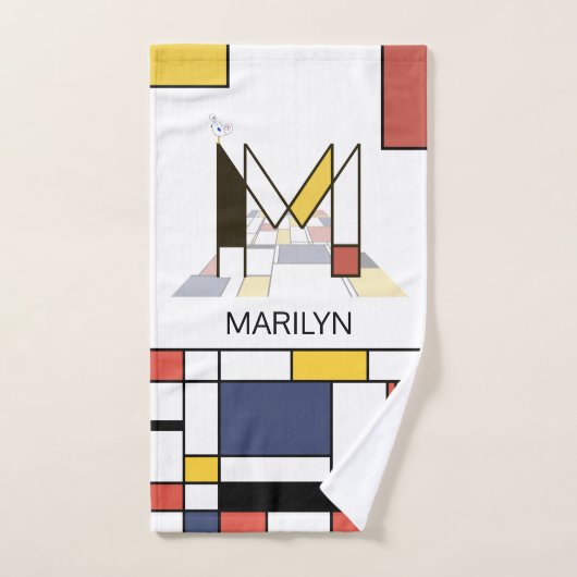 Pleasant Neoplasticism Art Monogram. Letter M Badhandtuch Set (Handtuch)