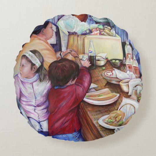 Pleasant Picnic, Mexiko Rundes Kissen (Vorderseite)