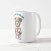 Please Adopt Me – Cute Rescue Dog Illustration wit Kaffeetasse (VorderseiteRechts)