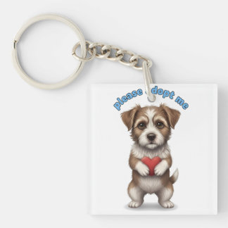 Please Adopt Me – Cute Rescue Dog Illustration wit Schlüsselanhänger