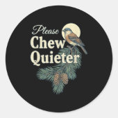 Please Chew Quieter Christmas Funny Novelty Runder Aufkleber (Vorderseite)