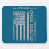 Please Chew Quieter Funny Introvert Usa Flag Vinta Mousepad (Vorne)