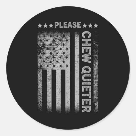 Please Chew Quieter Funny Introvert Usa Flag Vinta Runder Aufkleber (Vorderseite)