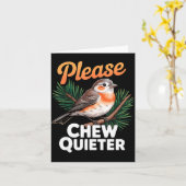 Please Chew Quieter Vintage Bird Groovy Design  Karte (Gelbe Blume)