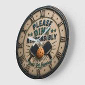 Please Dink Responsibly Funny Pickleball Große Wanduhr (Winkel)