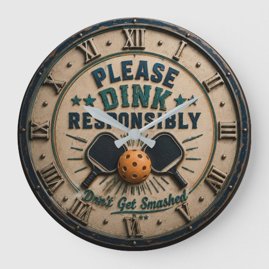 Please Dink Responsibly Funny Pickleball Große Wanduhr (Vorderseite)