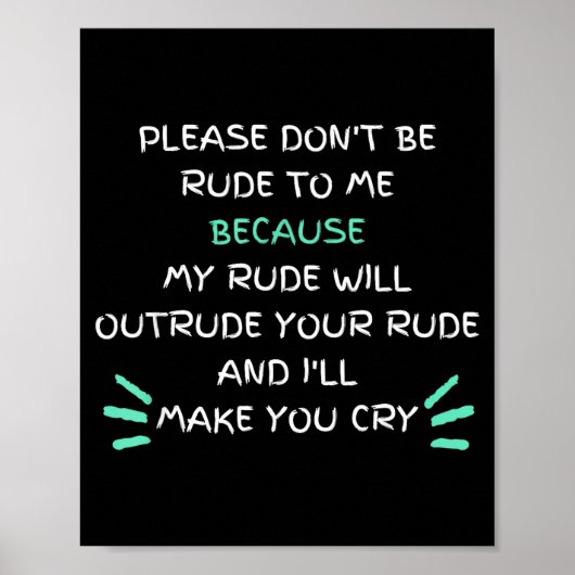 Please Don't Be Rude To Me Funny  Poster (Vorne)