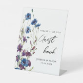 Please Sign Our Guest Book Dusty Royal Blue Sockelschild (Vorderseite)