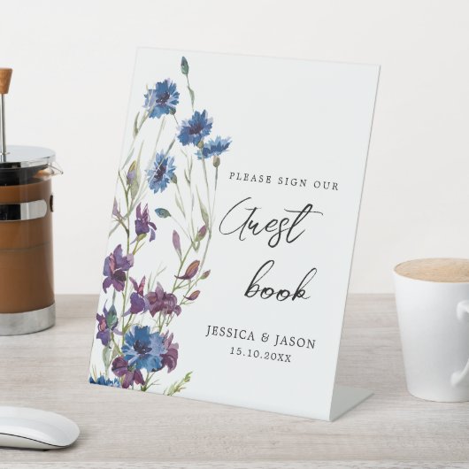 Please Sign Our Guest Book Dusty Royal Blue Sockelschild (In SItu)