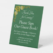 Please Sign Our Guest Book Emerald Green & Gold Sockelschild (Vorderseite)