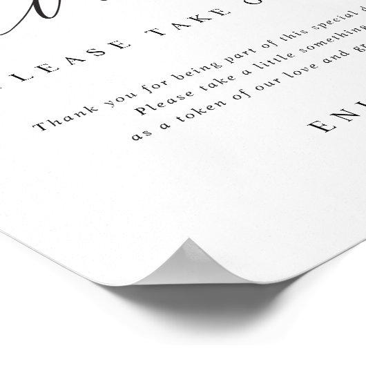 Please Take One Elegant Modern Wedding Sign Poster (Ecke)