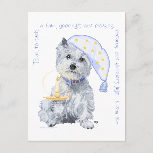 Pleasing Dreams Westie Postkarte (Vorderseite)