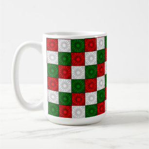 Pleated Corners-Red-White-Green 15oz COFFEE TASSE