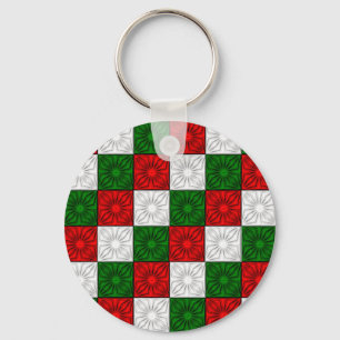 Pleated Corners-Red-White-Green-Green-KEY-KETTE Schlüsselanhänger